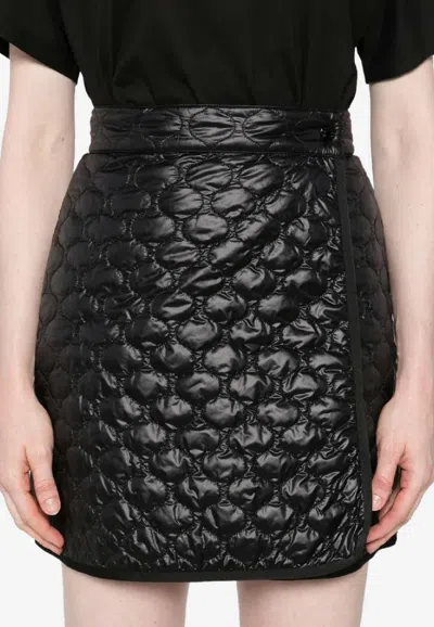 Moncler Quilted Black Skirt With Glossy Finish And Wrap Style
