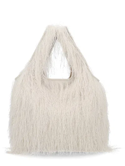 Dries Van Noten Women Large Tote Bag With Fringe In Neutral
