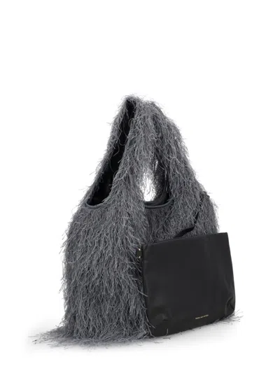 Dries Van Noten Marche Small Fringed Tote Bag In Gray