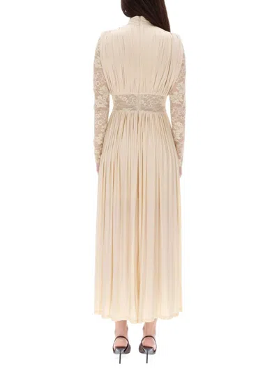 Zimmermann Ruched Stretch-jersey And Lace Maxi Dress In Neutral