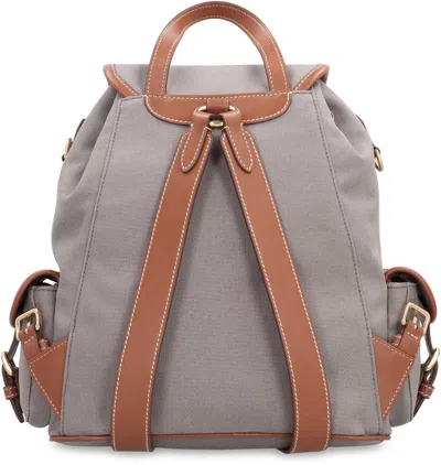 Miu Miu Hemp And Leather Backpack In Gray