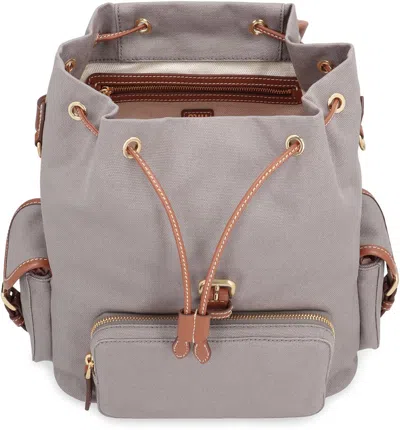 Miu Miu Hemp And Leather Backpack In Gray