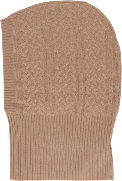Max Mara Romana Cable-knit Cashmere Hood In Brown