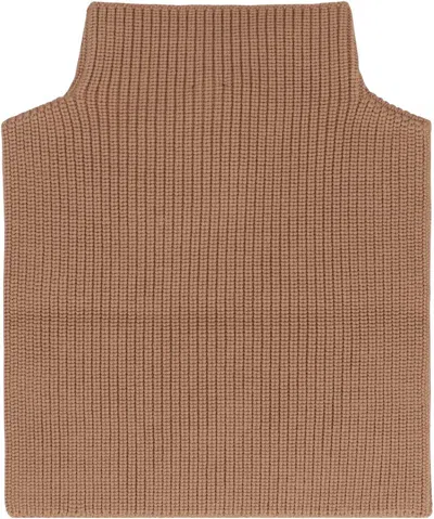 Max Mara Orsola Wool Ribbed Neckwarmer In Brown