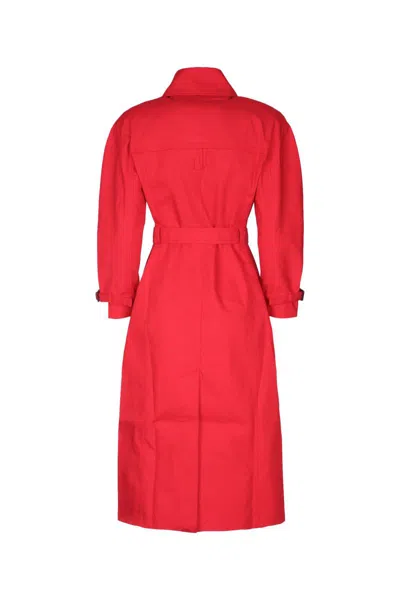 Jacquemus Belted Trench Coat With Structured Collar In Red