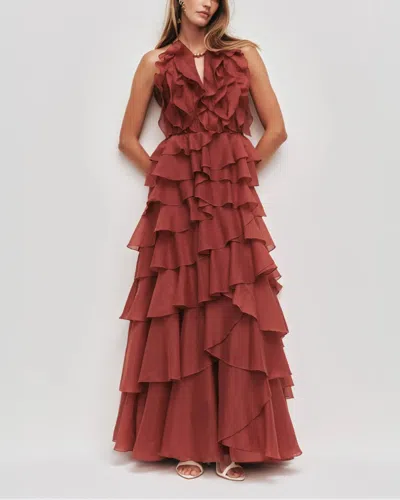 Aje Cleo Gown In Burgundy