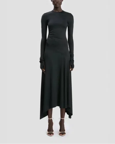 Victoria Beckham Long Sleeve Midi Dress Black In Black