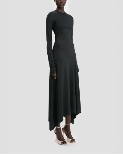 Victoria Beckham Long Sleeve Midi Dress Black In Black