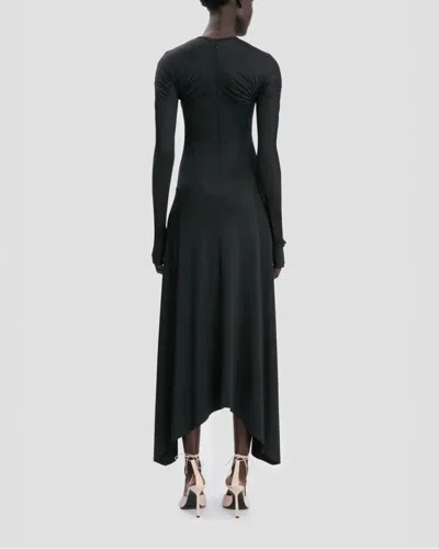 Victoria Beckham Long Sleeve Midi Dress Black In Black