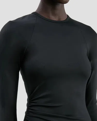 Victoria Beckham Long Sleeve Midi Dress Black In Black