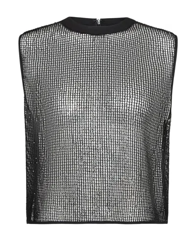 Twp Short Muscle Tank In Mini Sequin Netting In Brown