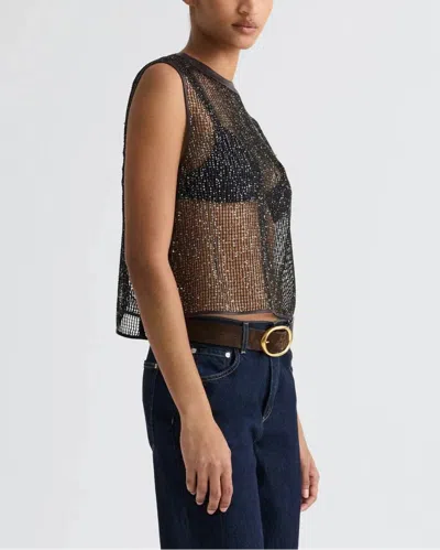 Twp Short Muscle Tank In Mini Sequin Netting In Brown