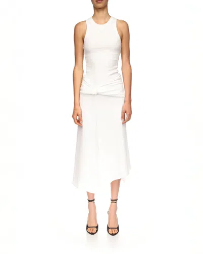 Victoria Beckham Twist Detail Midi Skirt In White