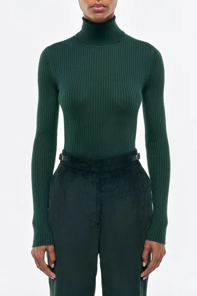 Gabriela Hearst Peppe Knit Turtleneck In English Green Cashmere Silk In Green