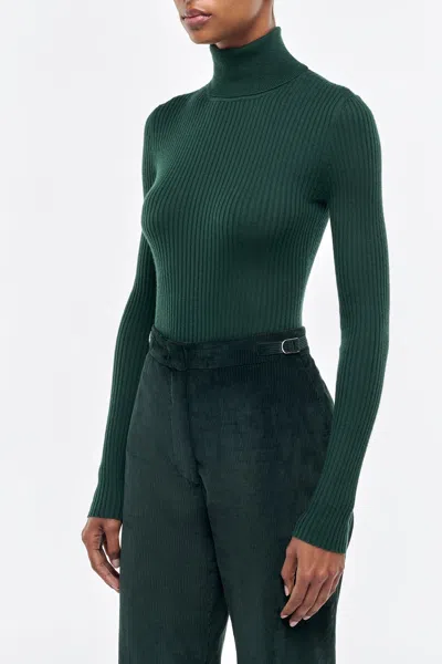 Gabriela Hearst Peppe Knit Turtleneck In English Green Cashmere Silk In Green