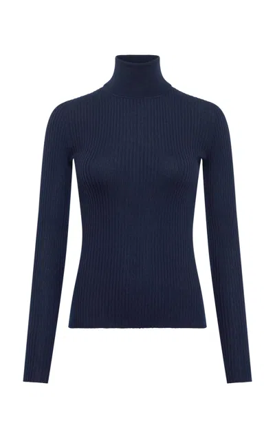 Gabriela Hearst Peppe Knit Turtleneck In Electric Navy Cashmere Silk In Blue