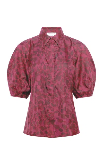 Gabriela Hearst Sansi Top In Fuchsia Printed Silk In Black