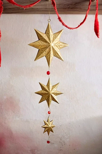 Terrain Beaded Stacked Stars Charm In Gold