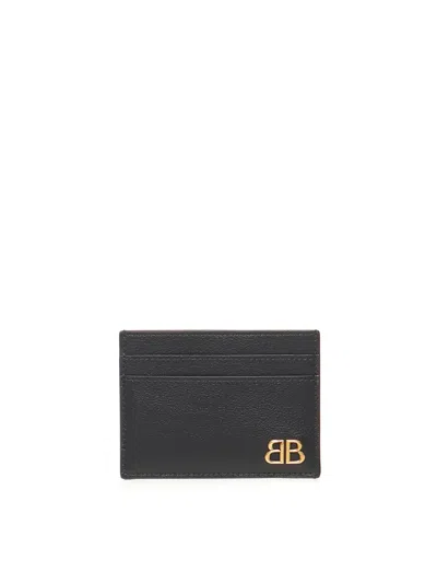 Balenciaga Monaco Card Holder With Logo In Black
