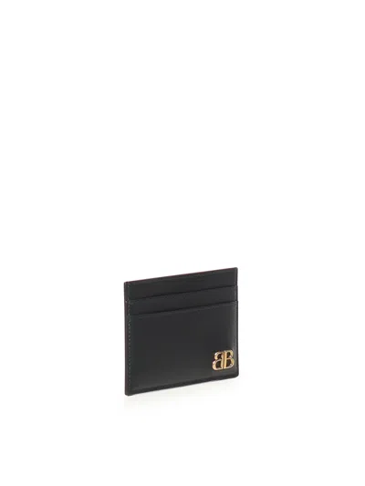 Balenciaga Monaco Card Holder With Logo In Black