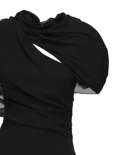 Jacquemus Womens Black Castagna Padded-shoulder Woven Mini Dress