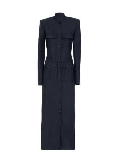 Les Filles D'eva Pocketed Buttoned Midi Dress In Black