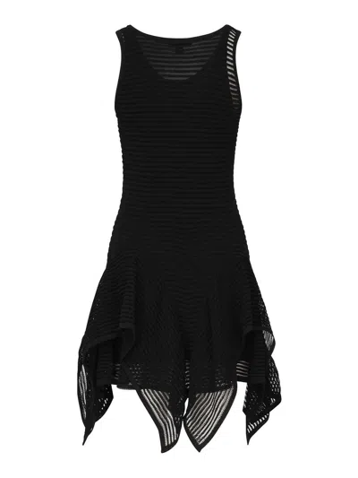 Alaïa Short Dress With Ruffle Knit In Black