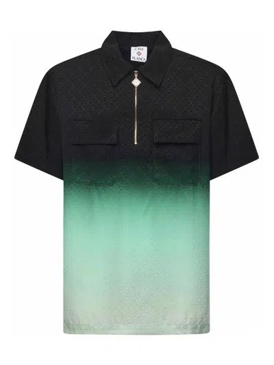 Casablanca Shirt With All-over Monogram Print In Black