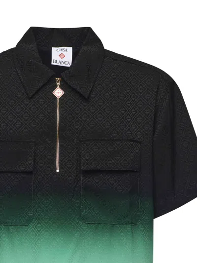 Casablanca Shirt With All-over Monogram Print In Black