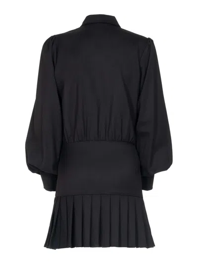 Les Filles D'eva Button Pleated Mini Dress In Black