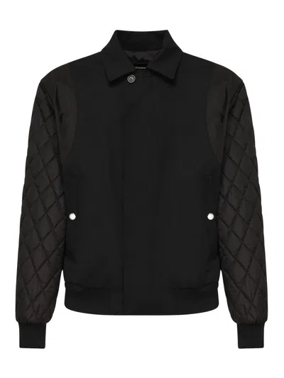 Dsquared2 Bomber Jacket With Quilted Sleeves In Black