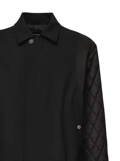 Dsquared2 Bomber Jacket With Quilted Sleeves In Black