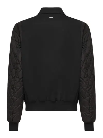 Dsquared2 Bomber Jacket With Quilted Sleeves In Black