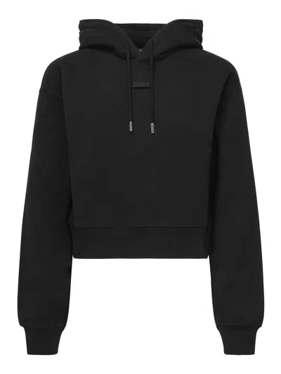 Jacquemus Cropped Drawstring Hoodie With Minimalist Design In Black