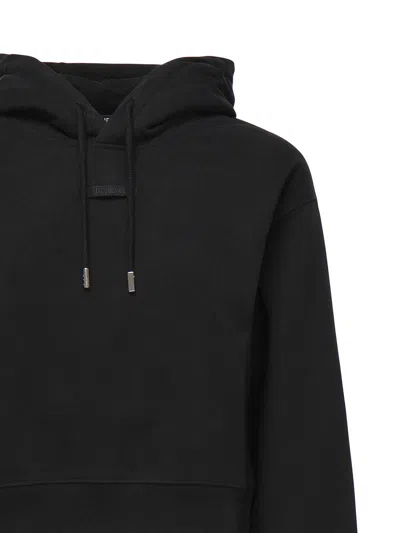 Jacquemus Cropped Drawstring Hoodie With Minimalist Design In Black