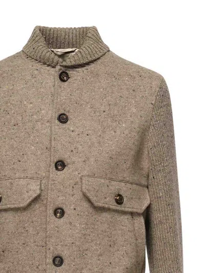 Eleventy Speckled-effect Ribbed Jacket In Brown