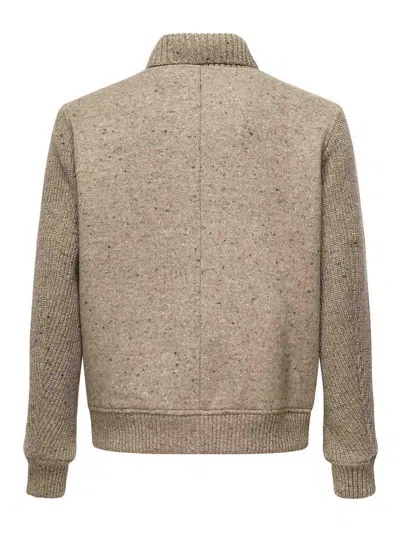 Eleventy Speckled-effect Ribbed Jacket In Brown