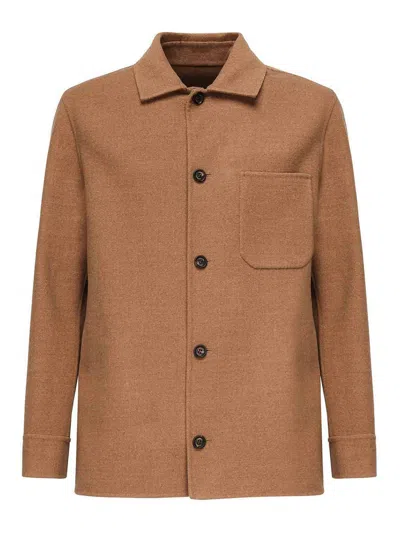 Eleventy Button-fastening Patch-pocket Jacket In Brown
