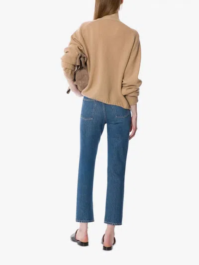 Alberta Ferretti V-neck Long Sleeve Knitwear Embroidered Detail In Brown