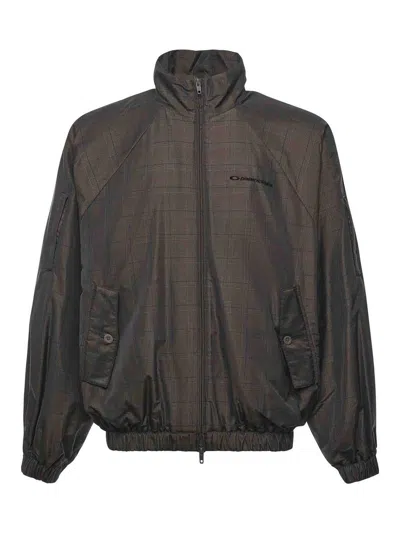 Balenciaga Prince Of Wales Lightweight Zip-up Jacket In Brown