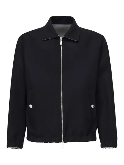 Eleventy Zippered Bomber Jacket Side Pockets In Blue