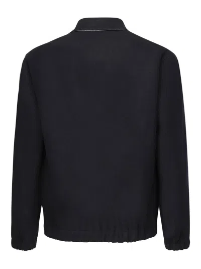 Eleventy Zippered Bomber Jacket Side Pockets In Blue