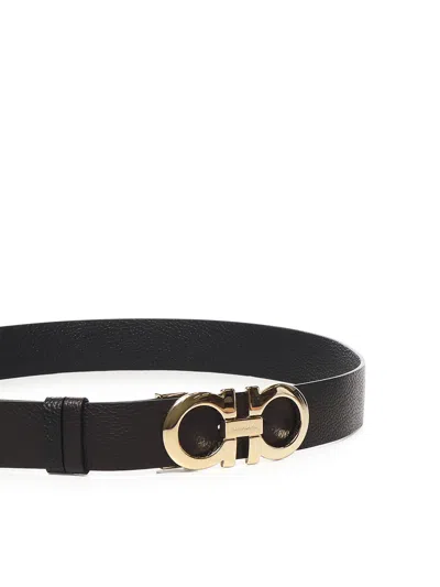 Ferragamo Leather Gancini Belt In Brown