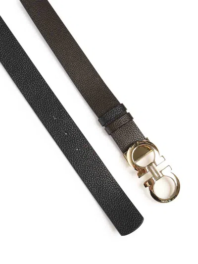 Ferragamo Leather Gancini Belt In Brown