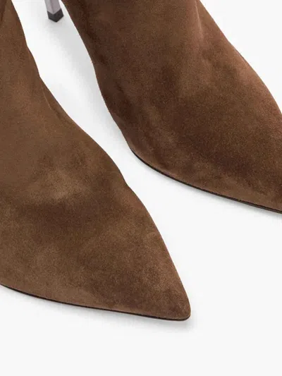 Casadei 100mm Metallic-heel Suede Over-the-knee Boots In Brown