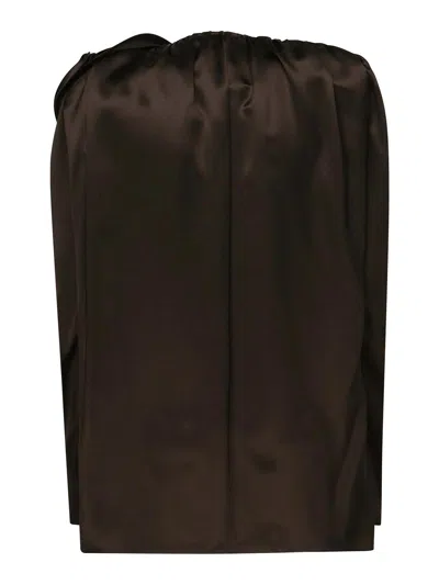 Magda Butrym Classic Silk Blouse With Application In Brown