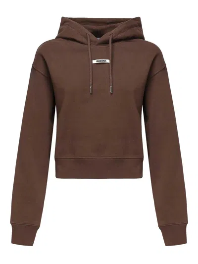 Jacquemus Gros Grain Hoodie In Brown
