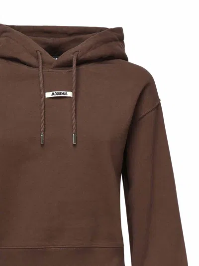 Jacquemus Gros Grain Hoodie In Brown