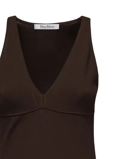 Max Mara Sleeveless Viscose Top In Brown