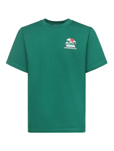 Casablanca Montagne Ondulee Crewneck T-shirt In Green